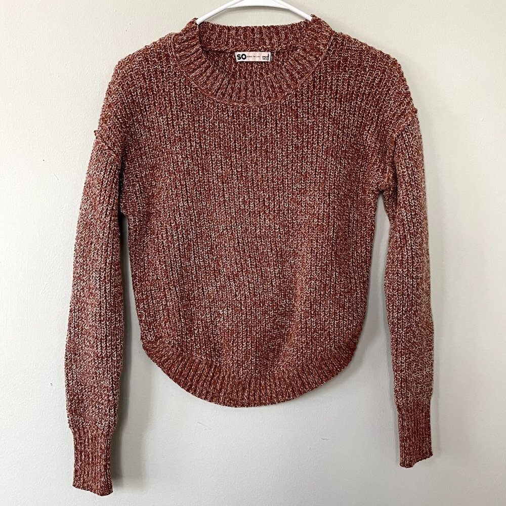 SO orange white pepper design pullover crewneck knit sweater cropped size small